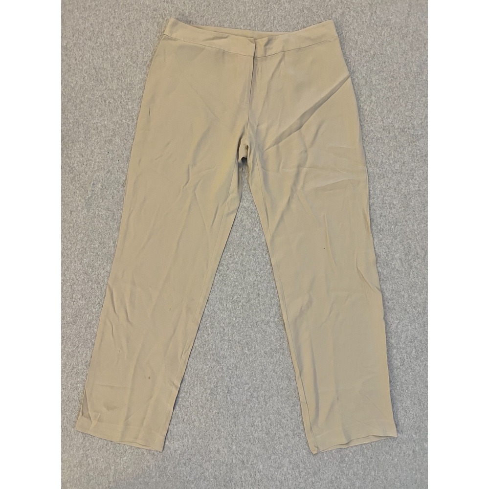 Eileen Fisher Straight Leg‎ Pants Women's Large Beige Zip Minimalist Workwear